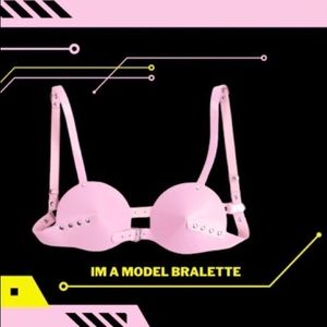 Lucci Couture Black Leather Bralette Small